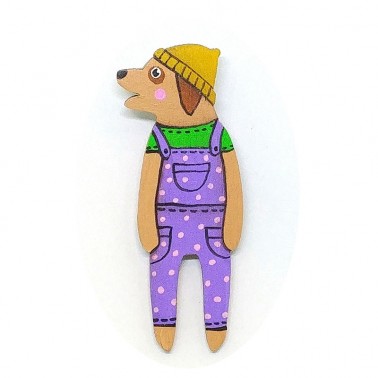 Purple Overall Doggy brooch