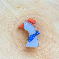 Goose With Orange Hat brooch