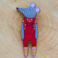 Red Overall Mouse брошь
